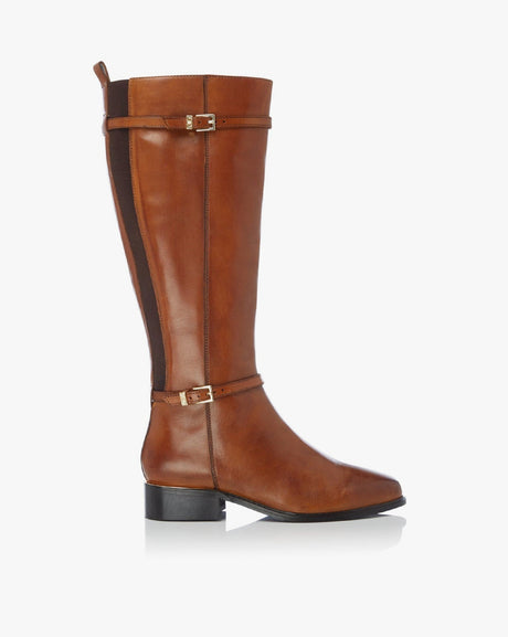 DL Tap Tan Double Buckle Knee High Boots
