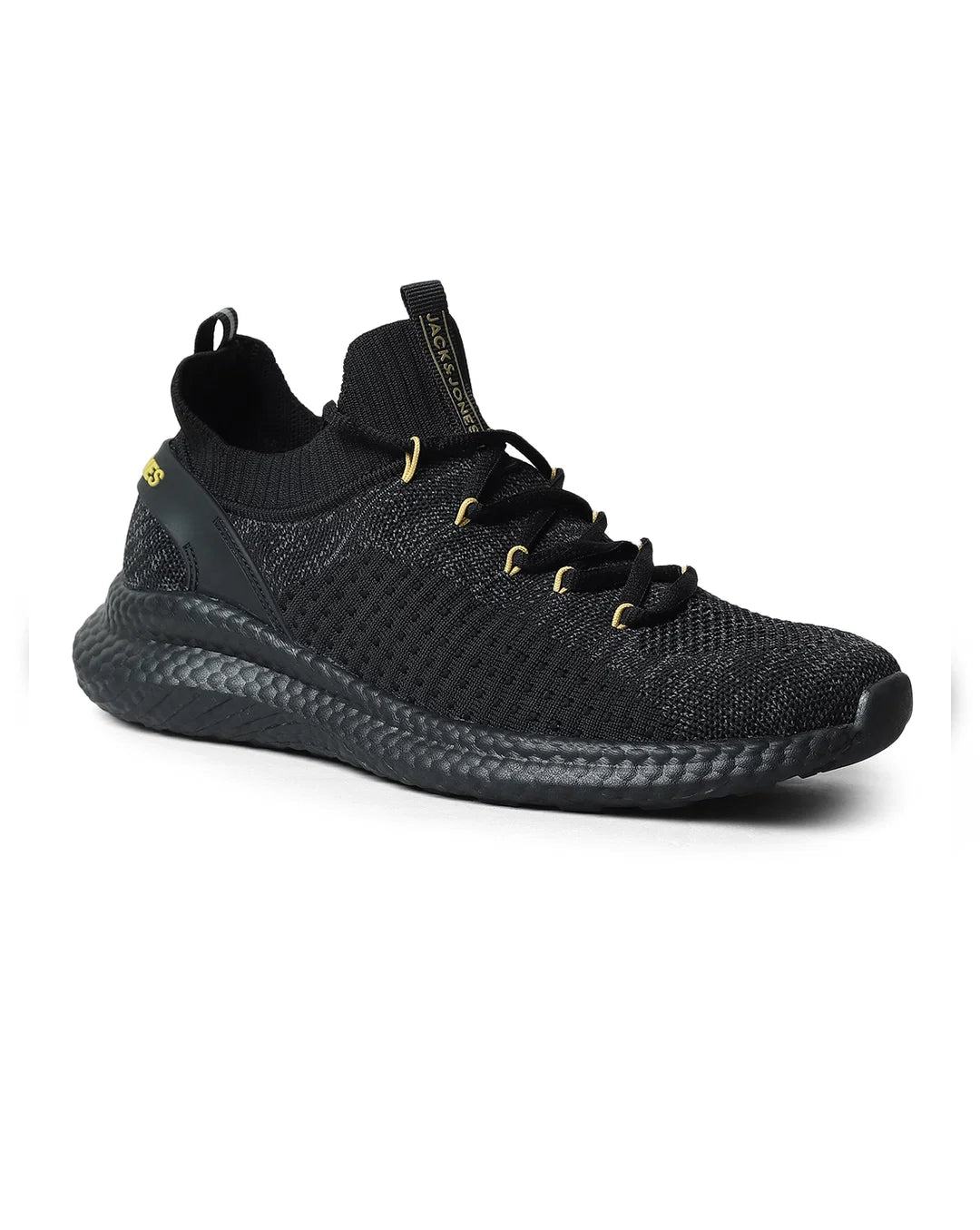 JJ BLACK MID-TOP LACE-UP SNEAKERS